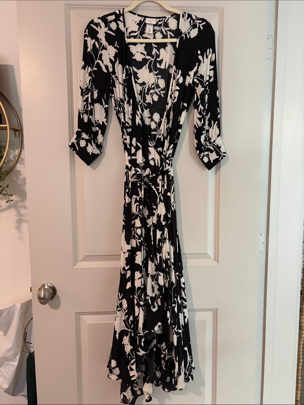 H&M Black & White Floral Wrap Dress